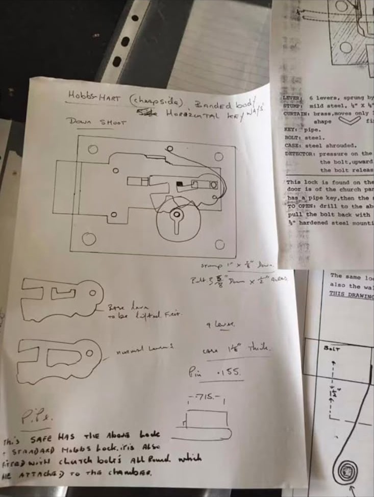 Technical reference diagram of a safe locking mechanism used by our safe engineers