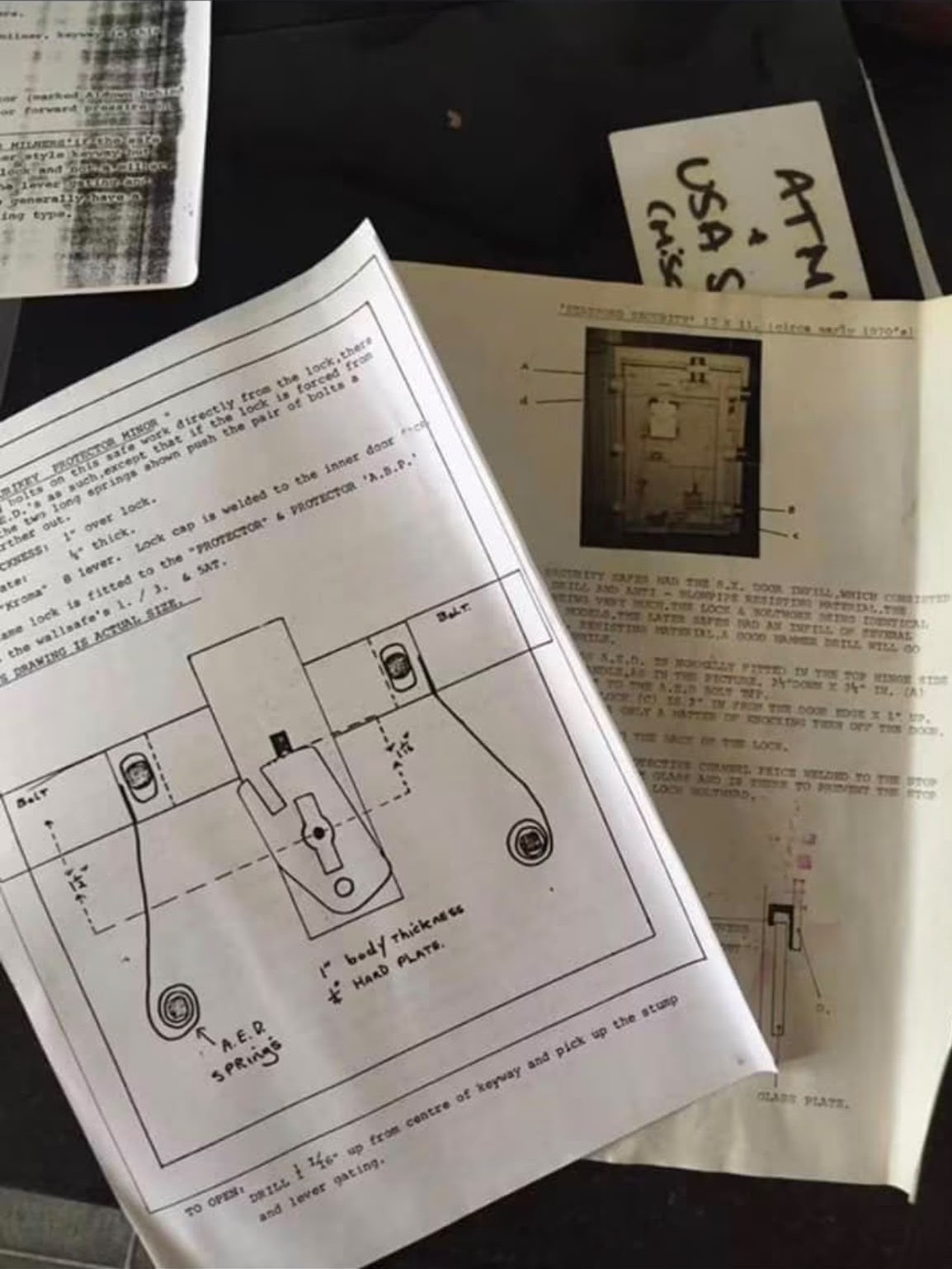 Safe lock mechanism reference drawing used during a safe opening in London